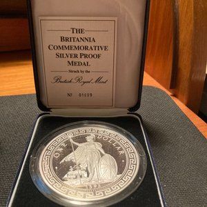 1988 Britannia Commemorative Silver 5 oz. Proof Medal .999 Fine with Box & COA